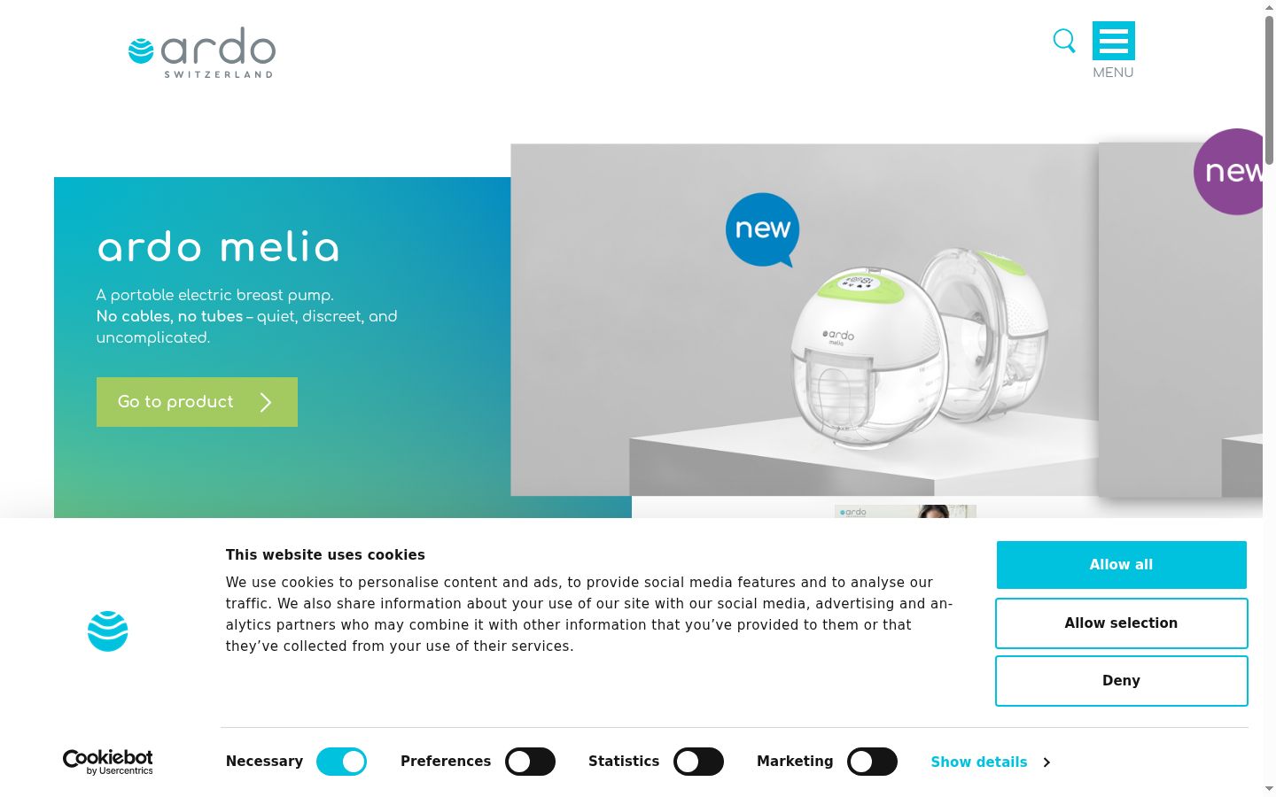 Screenshot del banner di consenso mostrato prima di qualsiasi interazione