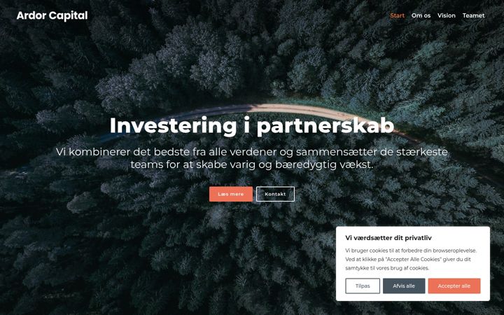 Screenshot of ardor-capital.dk