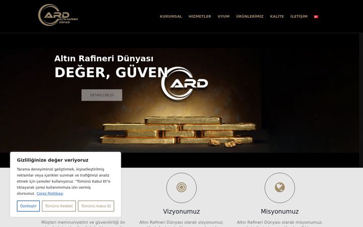 Screenshot of ardrafineri.com.tr