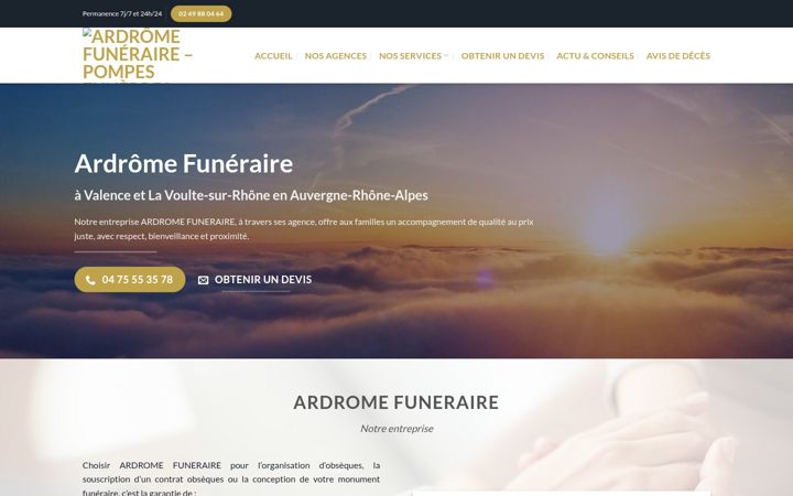 Snimka zaslona za ardrome-funeraire.fr