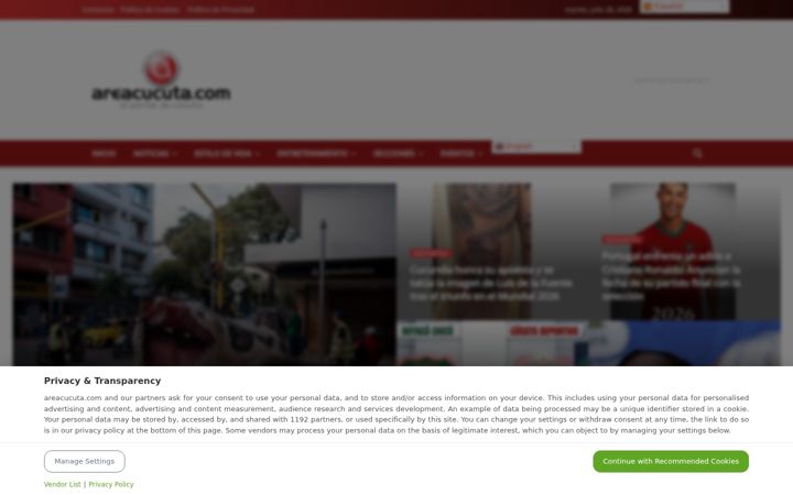 Screenshot του areacucuta.com