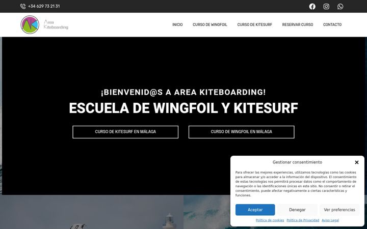 Snímek obrazovky areakiteboarding.com