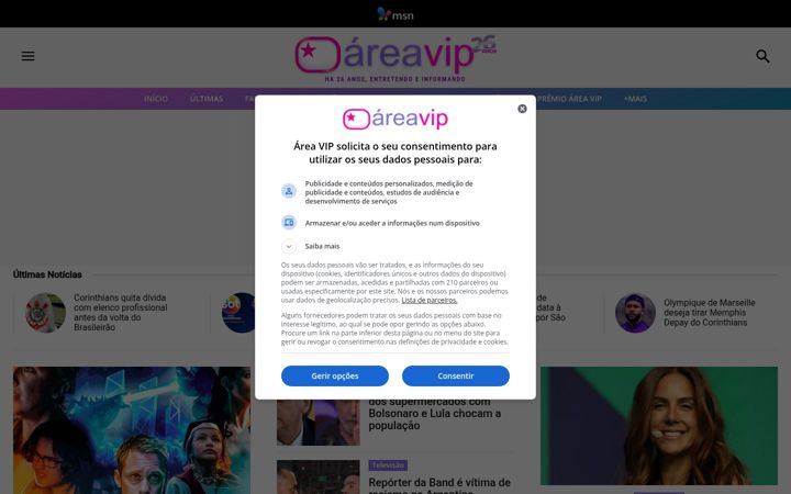 Screenshot of areavip.com.br