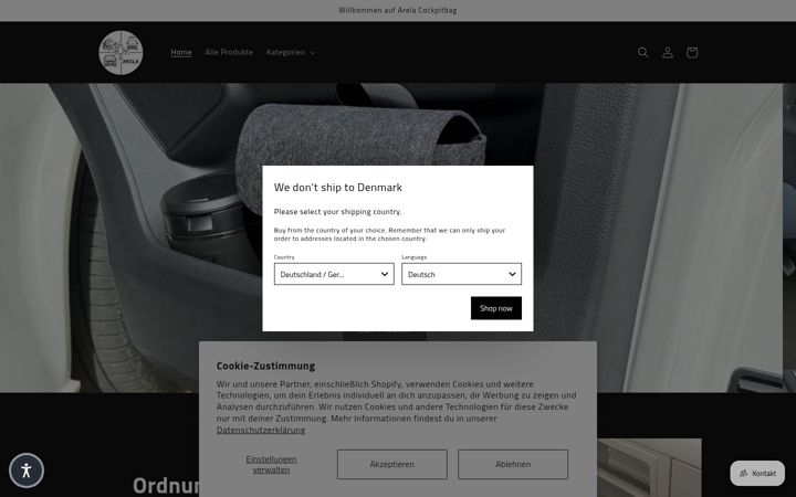 Screenshot di arela-cockpitbag.de