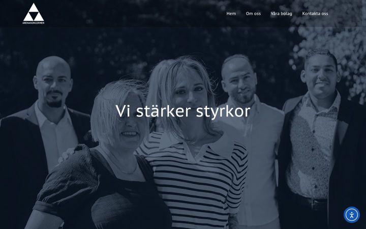 Skjermbilde av arenakoncernen.se