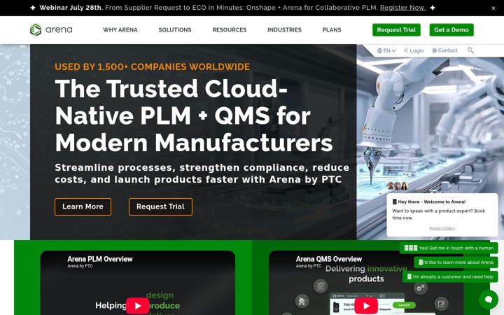 Screenshot of arenasolutions.com
