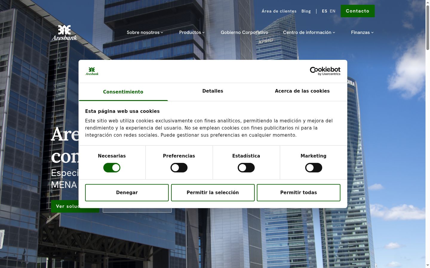 Screenshot of the consent banner shown before any interaction