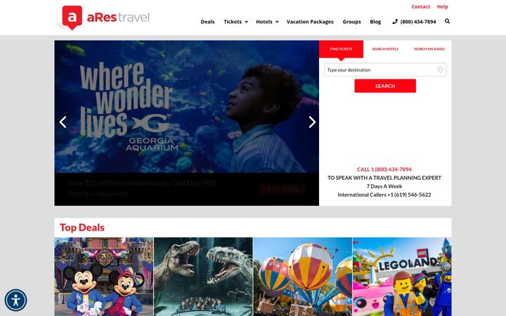 Screenshot of arestravel.com