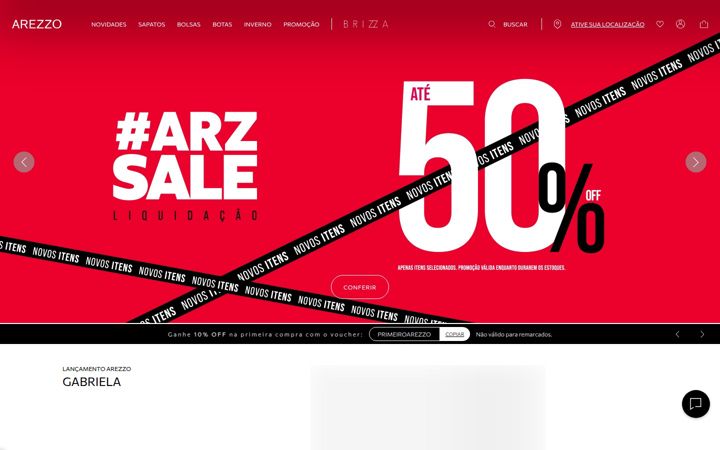 Zrzut ekranu arezzo.com.br