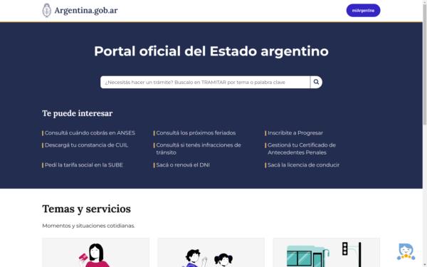 Screenshot of argentina.gob.ar