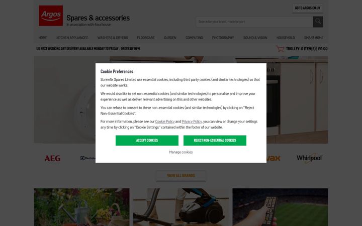 Screenshot of argosspares.co.uk