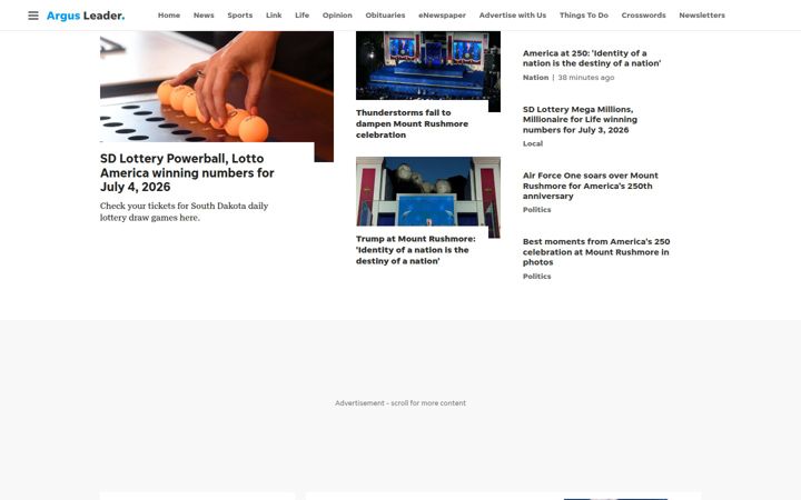 Screenshot stránky argusleader.com