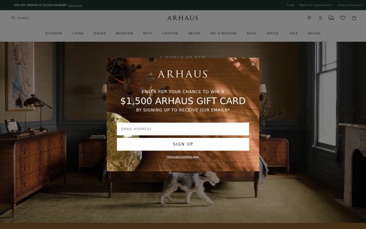 Captura de pantalla de arhaus.com
