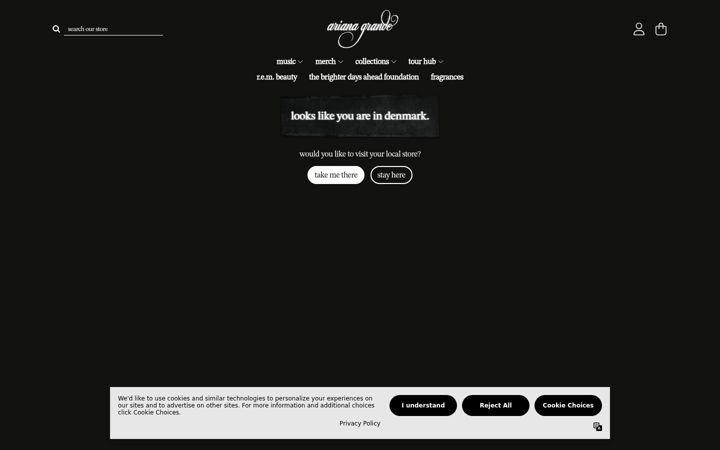 Screenshot of arianagrande.com