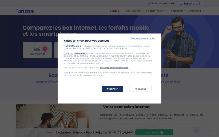 Screenshot van ariase.com