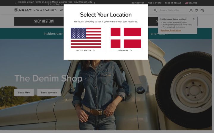 Skærmbillede af ariat.com