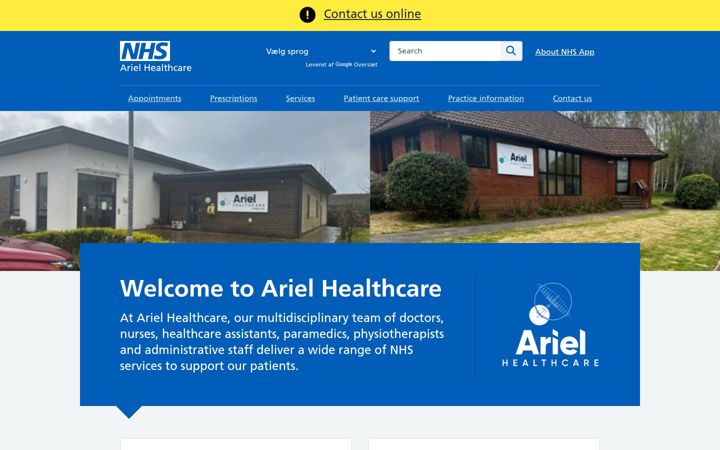 Ekrano kopija arielhealthcare.nhs.uk