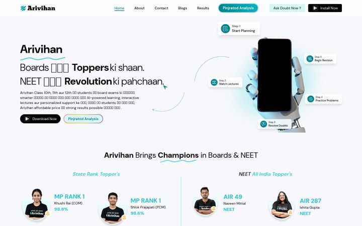 Screenshot of arivihan.com