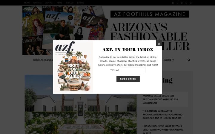 Screenshot of arizonafoothillsmagazine.com