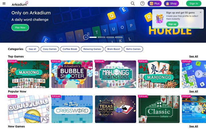 Screenshot του arkadium.com