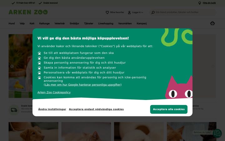 Screenshot of arkenzoo.se