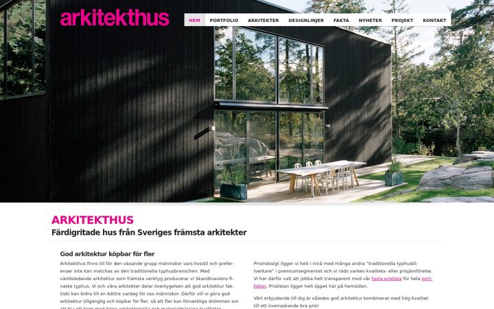 Screenshot of arkitekthus.se