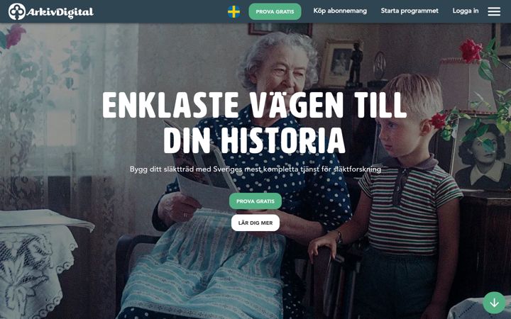 Screenshot of arkivdigital.se