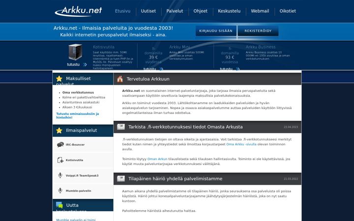 Screenshot of arkku.net