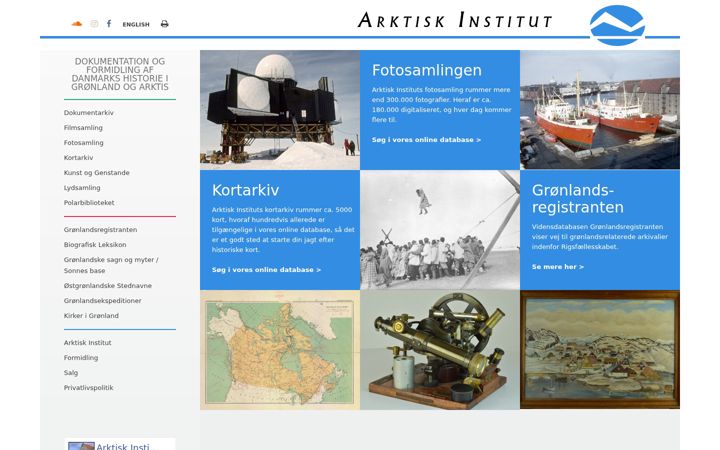 Екранна снимка на arktiskinstitut.dk