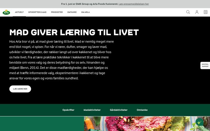 Screenshot of arla.dk