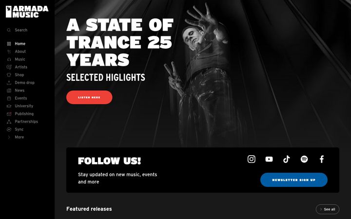 Screenshot of armadamusic.com