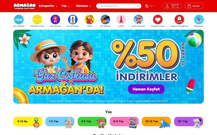 Screenshot of armaganoyuncak.com.tr