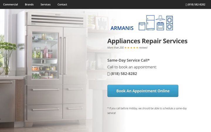 Zrzut ekranu armanisappliancerepair.com