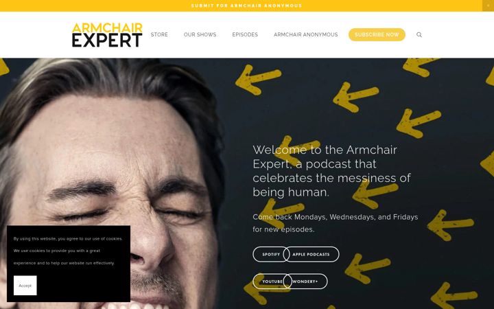 Screenshot of armchairexpertpod.com