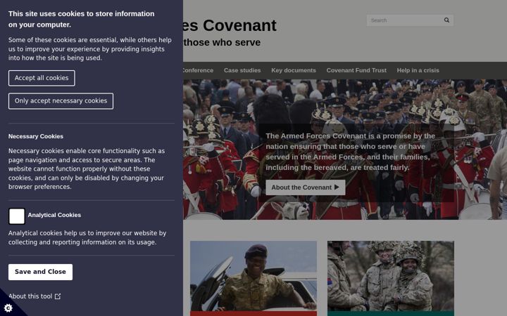 Screenshot of armedforcescovenant.gov.uk