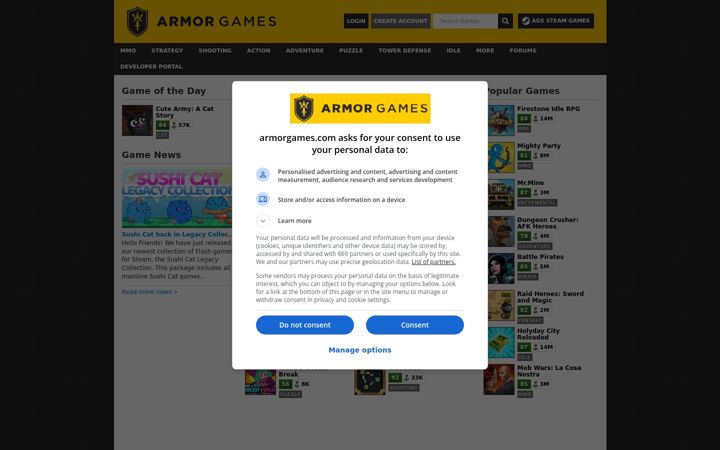 Screenshot ta' armorgames.com