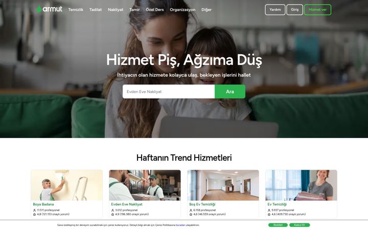 Screenshot του armut.com