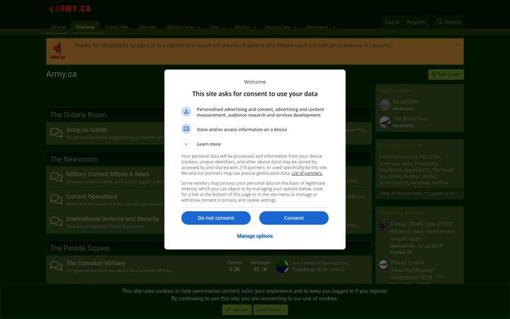 Screenshot of army.ca