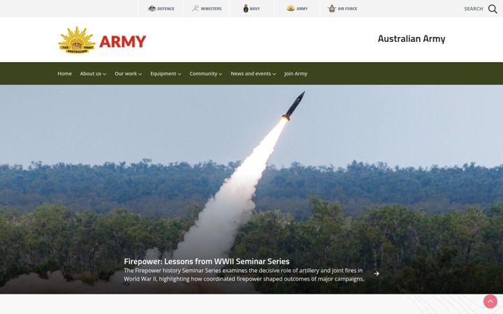 Screenshot of army.gov.au