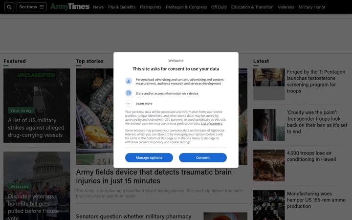 Ekrānuzņēmums no armytimes.com