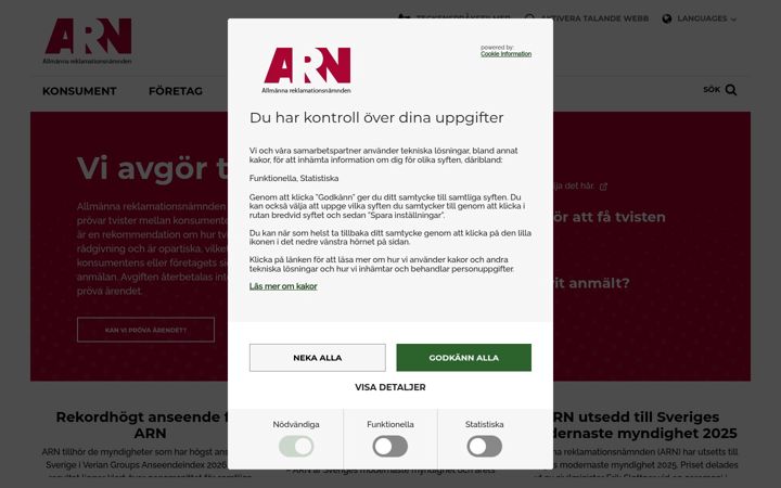 Screenshot of arn.se