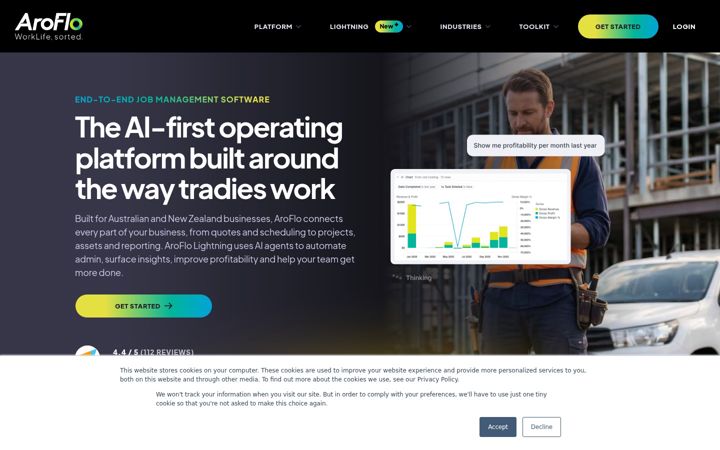 Screenshot of aroflo.com