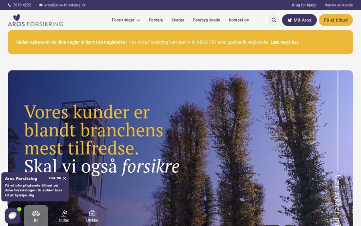 Screenshot of aros-forsikring.dk
