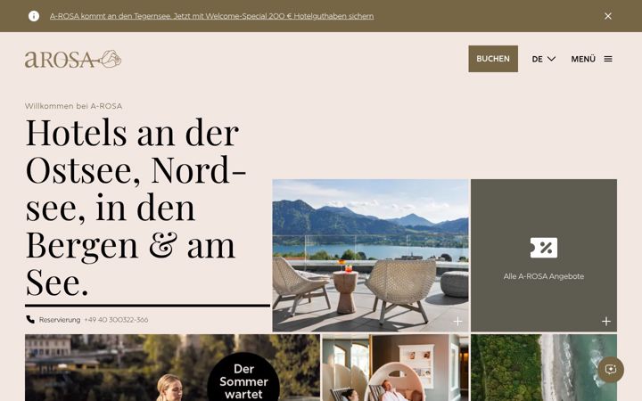Snimka zaslona za arosahotels.de