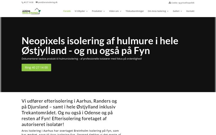 Screenshot van arosisolering.dk