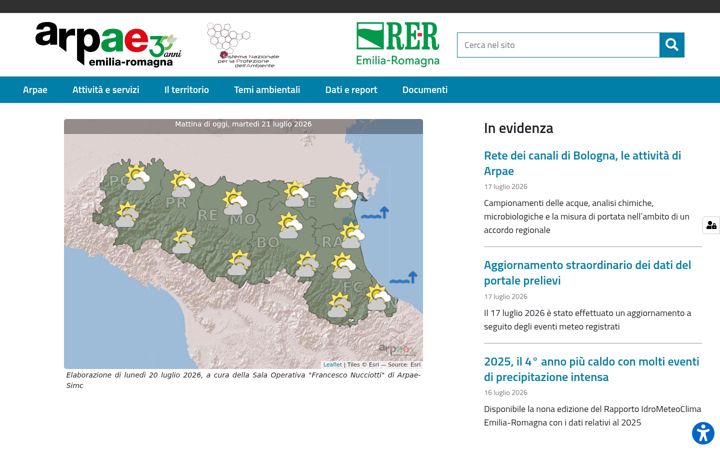 Screenshot van arpae.it