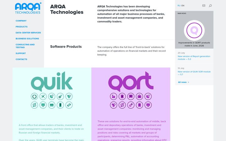 Screenshot of arqatech.com