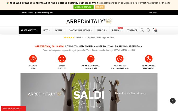 Screenshot of arredinitaly.com