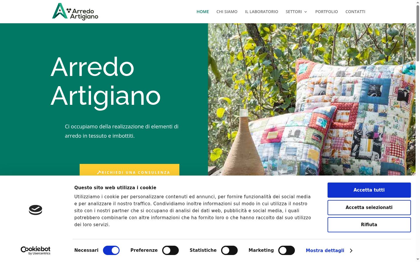 Screenshot del banner di consenso mostrato prima di qualsiasi interazione