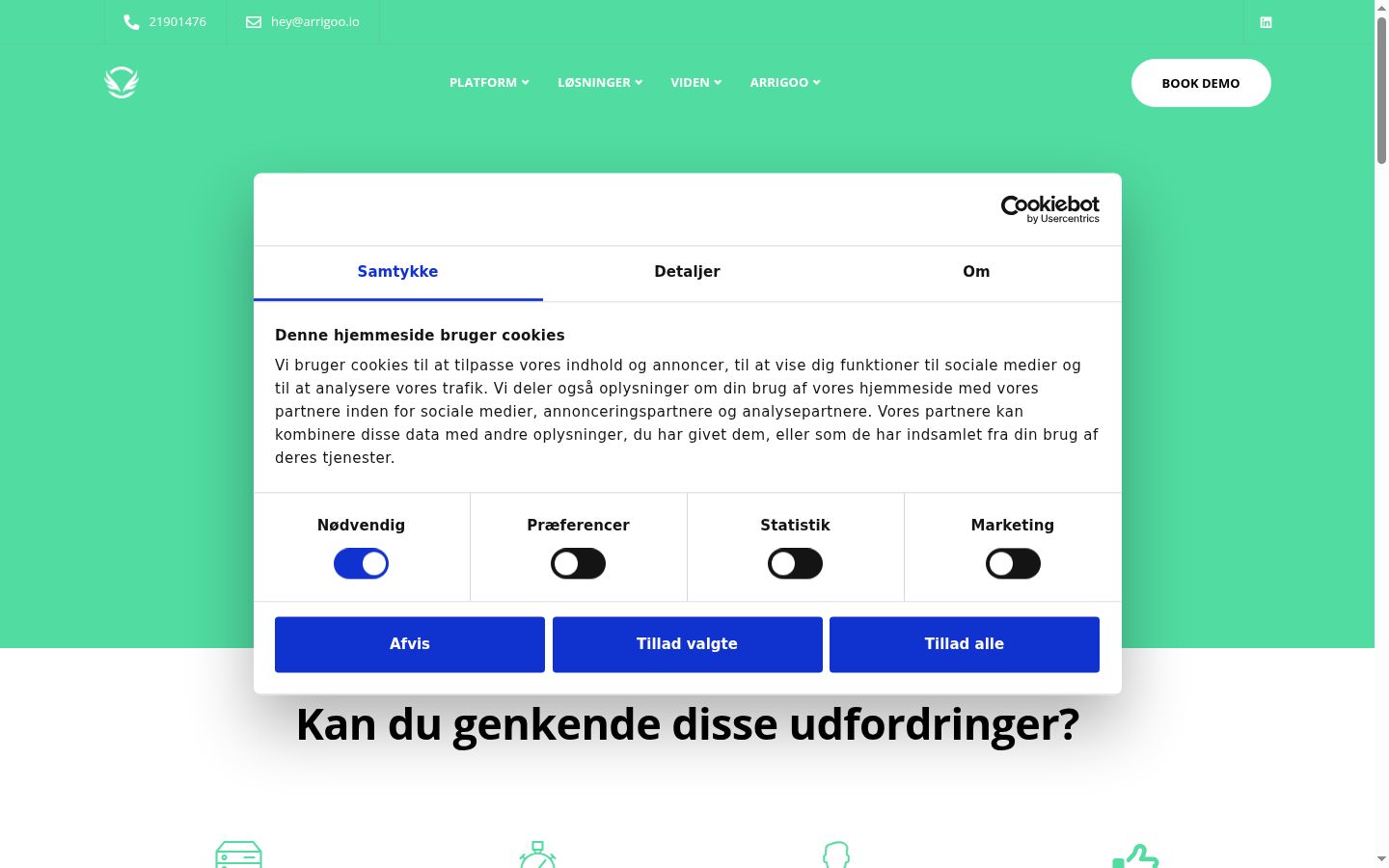 Screenshot des Einwilligungsbanners vor jeglicher Interaktion